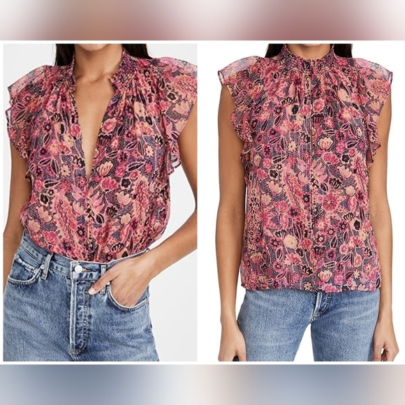 A.L.C. Hayley Floral Chiffon Top - Picture 9 of 9